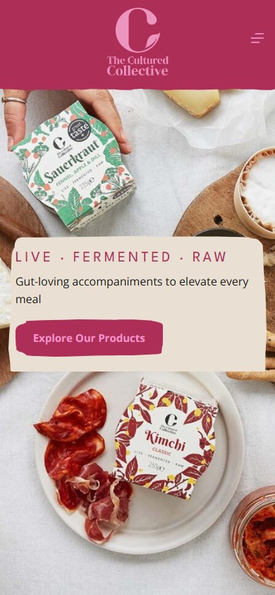 Screenshot of The Cultured Collective Homepage on a mobile